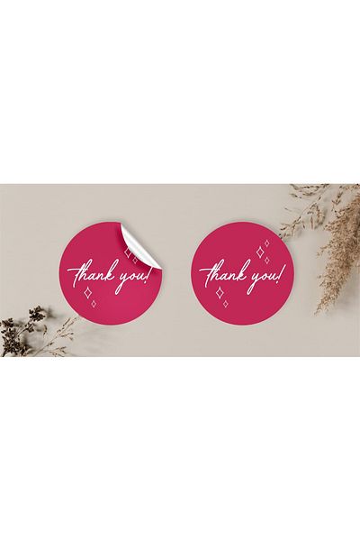 anka design Pack of 48 Painted Stickers - Cargo Labels (4X4Cm) - Thank You - 2
