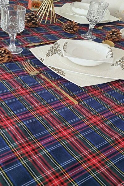Soft Kare İskoç desen yılbaşı masa örtüsü