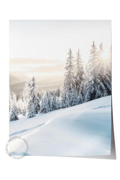 Postifull Poster Winter Sunrise, poster de perete fără cadru, pictură vertica...