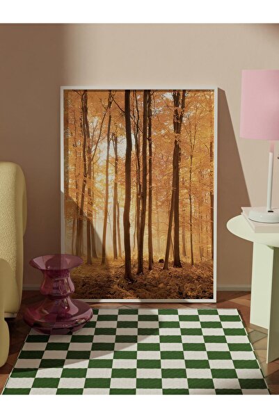 Postifull Tablou înrămat cu copaci de toamnă, cadru alb și poster, pictură verticală pe perete Seria Comfort NR:108347