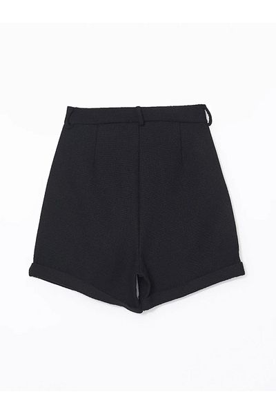 LC Waikiki Γυναικείο σορτς τουίντ - Μαύρο, Standard Fit, Cent Trade