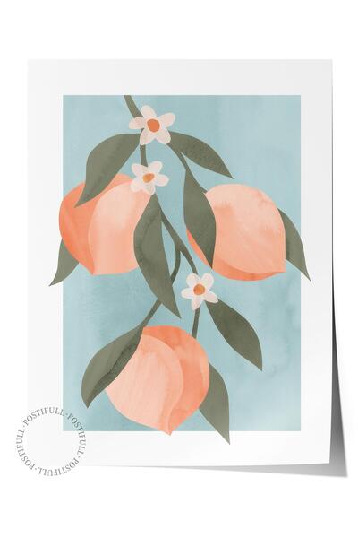 Postifull Абстрактен плакат с прасковен клон, Dikey Duvar Tablosu Comfort Ser...