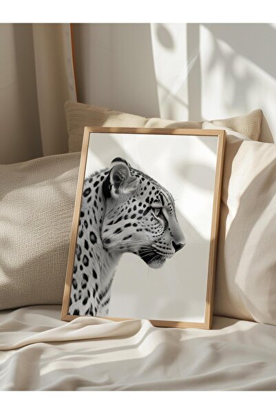 Postifull Картина с рамка „Леопард“, дървена рамка и постер, вертикална картина за стена, серия „Комфорт“ №: 108305