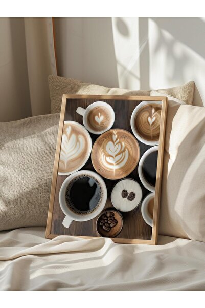 Postifull Ποικιλία καφέδων ζωγραφισμένα σε κορνίζα, Ξύλινος κορνίζα και αφίσα, Ζωγραφική τοίχου Comfort Series NO:108401