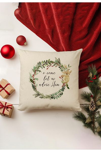 Filamente Christmas Themed Throw Pillow Cover / Christmas - Christmas Cushion Cover (Double-Sided Printed - Hidden Zipper)