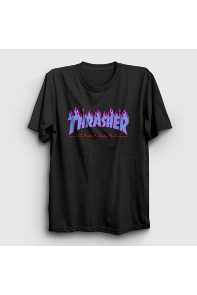 Presmono Unisex crni logo V2 Thrasher T-shirt 278397tt