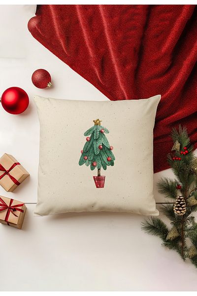 Filamente Christmas Themed Throw Pillow Cover / Christmas - Christmas Cushion Cover (Double-Sided Printed - Hidden Zipper)