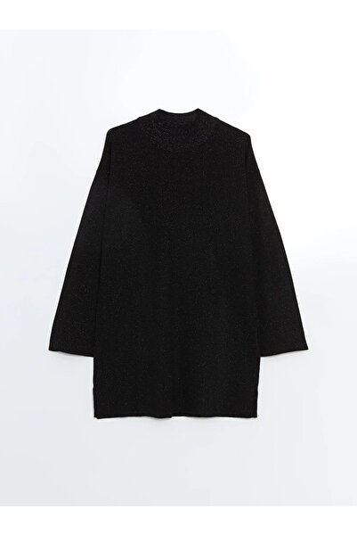 LC Waikiki Lcwaikiki Cent Trade Classic Black Half Turtleneck Shiny Look Women's Knitwear Tunic