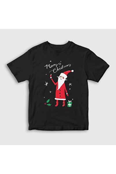 Presmono Unisex dečji crni Deda Mraz V2 Deda Mraz Nova godina T-shirt 270438tt