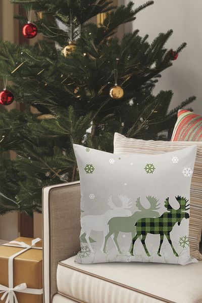 Filamente Christmas Themed Throw Pillow Cover / Christmas - Christmas Cushion Cover (Double-Sided Printed - Hidden Zipper)