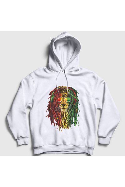 Presmono Φούτερ Unisex White Lion Bob Marley με κουκούλα 265142 ττ