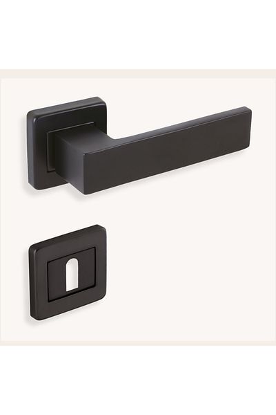 ARON Sofuoğlu Stainless Luxury Orkide Square Rosette Matte Black (ROOM) Door Handle Aluminum / Steel