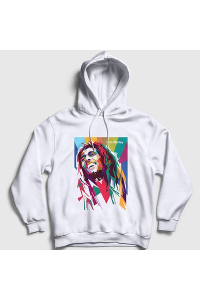 Presmono Φούτερ με κουκούλα Unisex Λευκά Χρώματα Bob Marley 264767 ττ