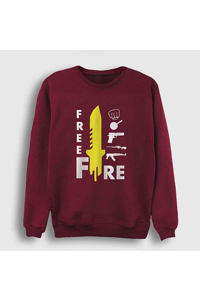 Presmono Унисекс суитшърт Free Fire в червено с нож 232847tt