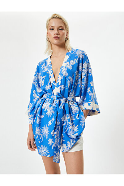 Koton Kimono supradimensionat din viscoză, cu curea florală