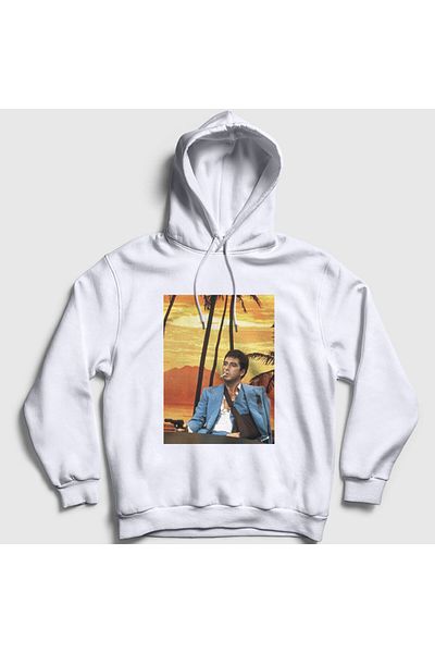 Presmono Φούτερ με κουκούλα Unisex White Hawaii V2 Movie Scarface 250987 ττ