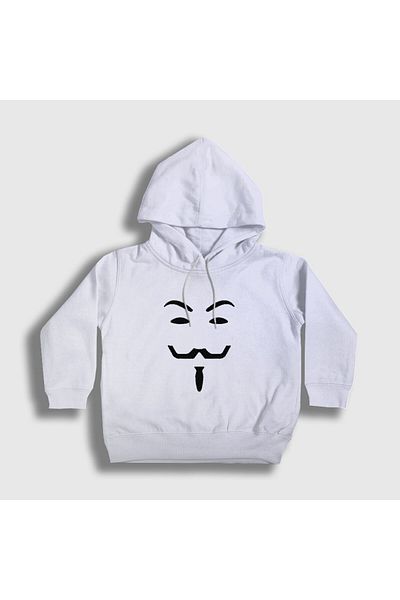 Presmono Unisex Παιδική Λευκή Μάσκα Ταινία V For Vendetta Φούτερ με κουκούλα 255987 ττ
