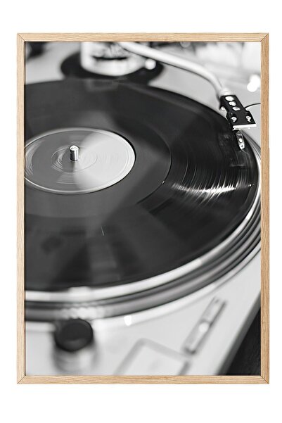 Postifull Tablou înrămat cu discuri de vinil, cadru din lemn și poster, pictu...