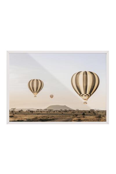 Postifull Pictură înrămată cu baloane cu aer peste Serengeti, pictură orizont...