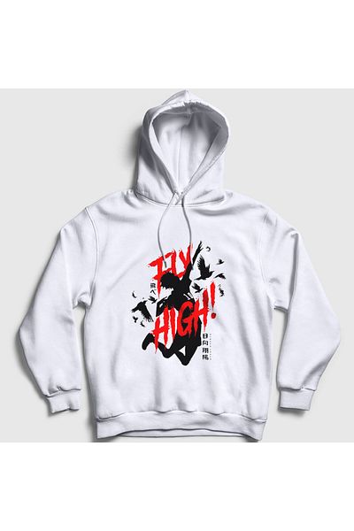 Presmono Φούτερ με κουκούλα Unisex White Fly High Volleyball Anime Haikyu 237473 ττ