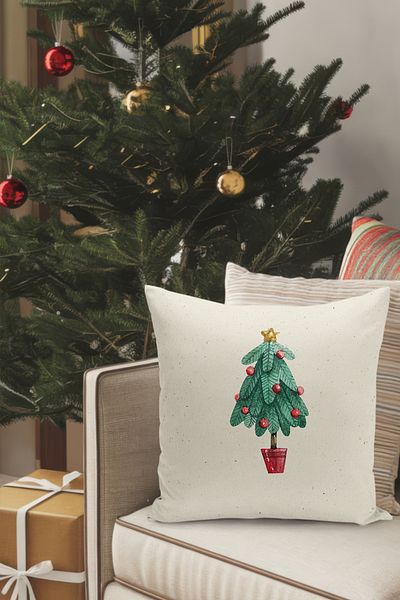 Filamente Christmas Themed Throw Pillow Cover / Christmas - Christmas Cushion Cover (Double-Sided Printed - Hidden Zipper)