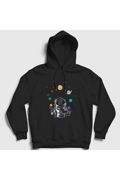 Presmono Унисекс черен суитшърт с качулка More Space Astronaut Space Astronaut Space 282657tt