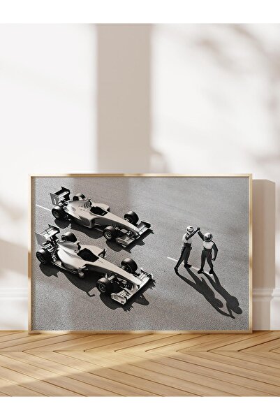 Postifull Race Winning Framed Painting, Wooden Frame and Poster, Horizontal Wall Painting Comfort Series No:108392