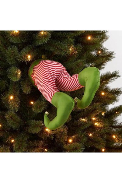 mutlu adım 1 Adet 40cm Hareket Eden Noel Elf Ayakları Pilli Ağaca Monte