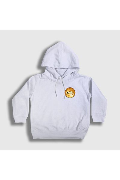 Presmono Hanorac alb Dogecoin Bitcoin pentru copii unisex cu glugă 263487 tt
