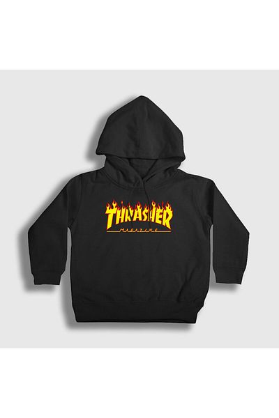 Presmono Унисекс детски суитшърт с качулка и черно лого Thrasher 277752tt