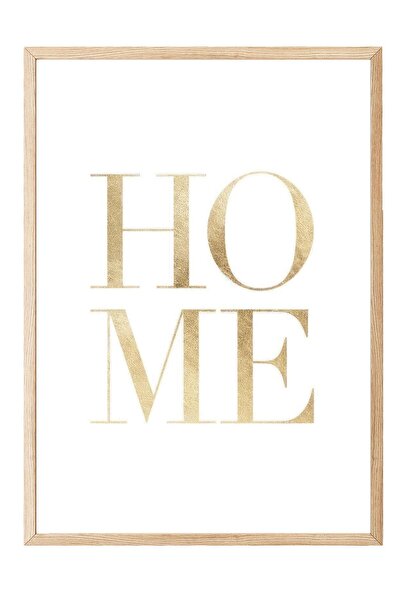 Postifull Χρυσός πίνακας με κορνίζα, Ξύλινος κορνίζα και αφίσα, Κάθετη ζωγραφική τοίχου Comfort Series NO:108425