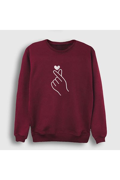 Presmono Hanorac unisex Claret Red Finger Heart Bts266472tt