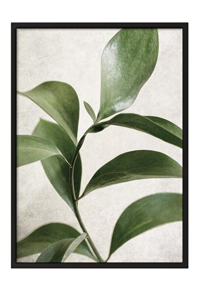 Postifull Green Botanical Çerçeveli Tablo, Siyah Çerçeve ve Poster, Duvar Tab...