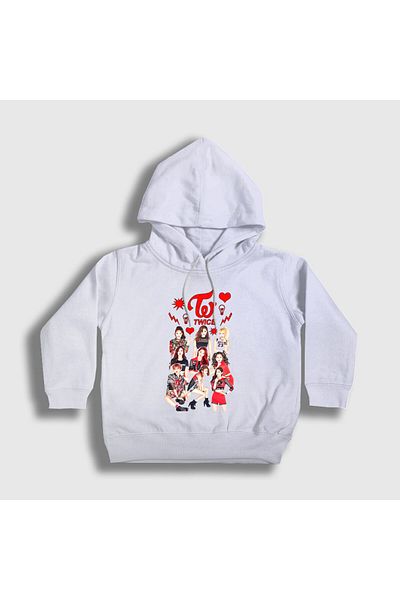 Presmono Unisex Παιδικό φούτερ με λευκά καρδιές K-pop Twice Hooded 280302 ττ