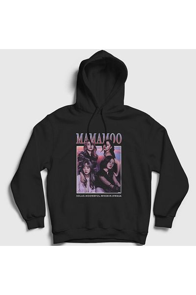 Presmono Унисекс черен суитшърт с качулка и плакат Mamamoo K-pop 274067tt
