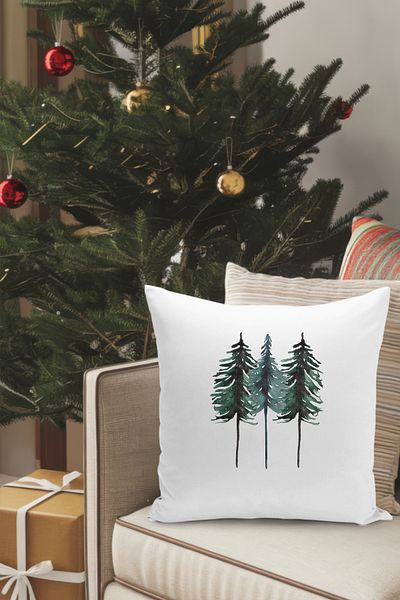 Filamente Christmas Themed Throw Pillow Cover / Christmas - Christmas Cushion Cover (Double-Sided Printed - Hidden Zipper)