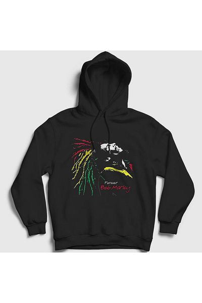 Presmono Φούτερ Unisex Μαύρο Forever Bob Marley με κουκούλα 264911 ττ