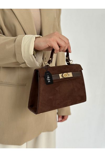 Night Geantă de mână și de umăr pentru femei Natalie Model Suede Bitter Brown