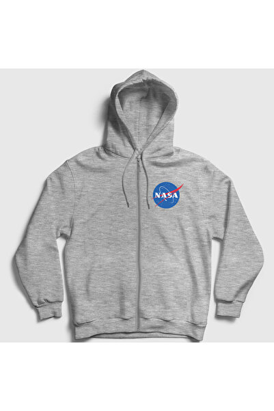 Presmono Унісекс Сірий логотип Nasa Space Космічний світшот на блискавці з ка...