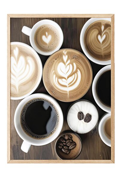 Postifull Ποικιλία καφέδων ζωγραφισμένα σε κορνίζα, Ξύλινος κορνίζα και αφίσα, Ζωγραφική τοίχου Comfort Series NO:108401