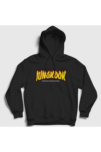 Presmono Унисекс черен суитшърт с качулка Thrasher K Pop Jungkook Bts 272859tt