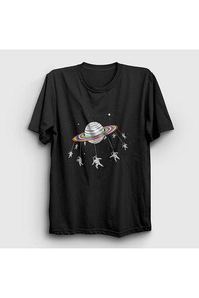 Presmono Μπλουζάκι Unisex Black Saturn Astronaut Space Astronaut Space 283801 ττ