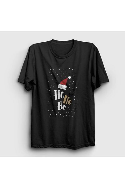 Presmono Unisex Μαύρο Χο Χο Χο Χριστουγεννιάτικο μπλουζάκι Άγιου Βασίλη 269620 ττ
