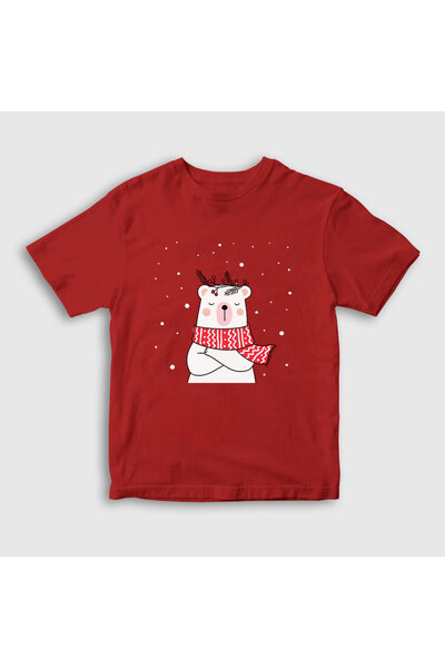 Presmono Unisex dečji crveni Flis medved polarni medved Nova godina T-shirt 2...