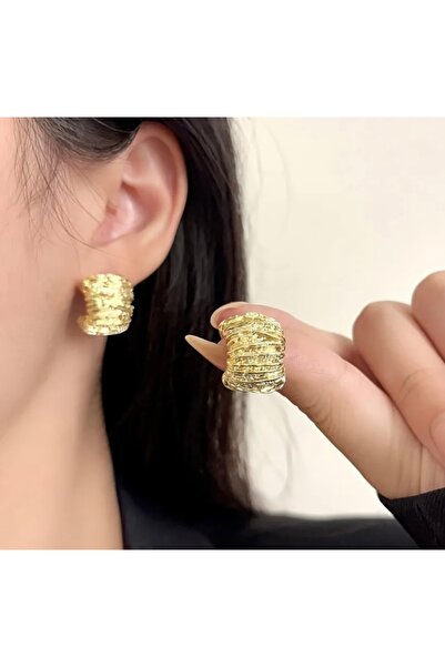 Accessories Vanilla Avenue Dokulu C Şeklinde Vintage Kadın Küpe