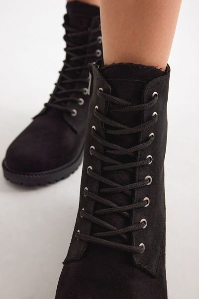 stilfest Black High & Thermo Sole Cold & Water Resistant Suede Women's Boots with Fleece Inside 2336