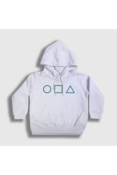 Presmono Unisex Παιδικά Λευκά Πράσινα Σύμβολα Squid Game Φούτερ με κουκούλα 260378 ττ
