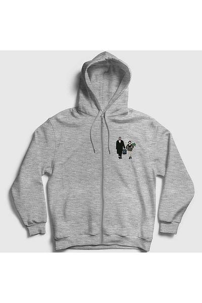 Presmono Φούτερ με κουκούλα με φερμουάρ Unisex Grey Walk Film Leon 247642 ττ