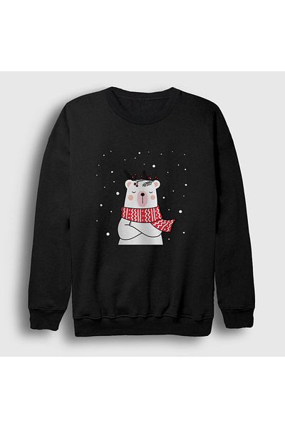 Presmono Unisex Μαύρο Polar Bear Polar Bear Πρωτοχρονιάτικο φούτερ 270747 ττ