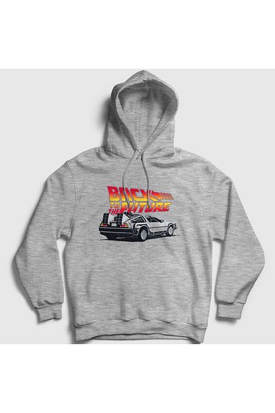 Presmono Φούτερ με κουκούλα Unisex Grey Delorean Movie Back to the Future - 243118 ττ